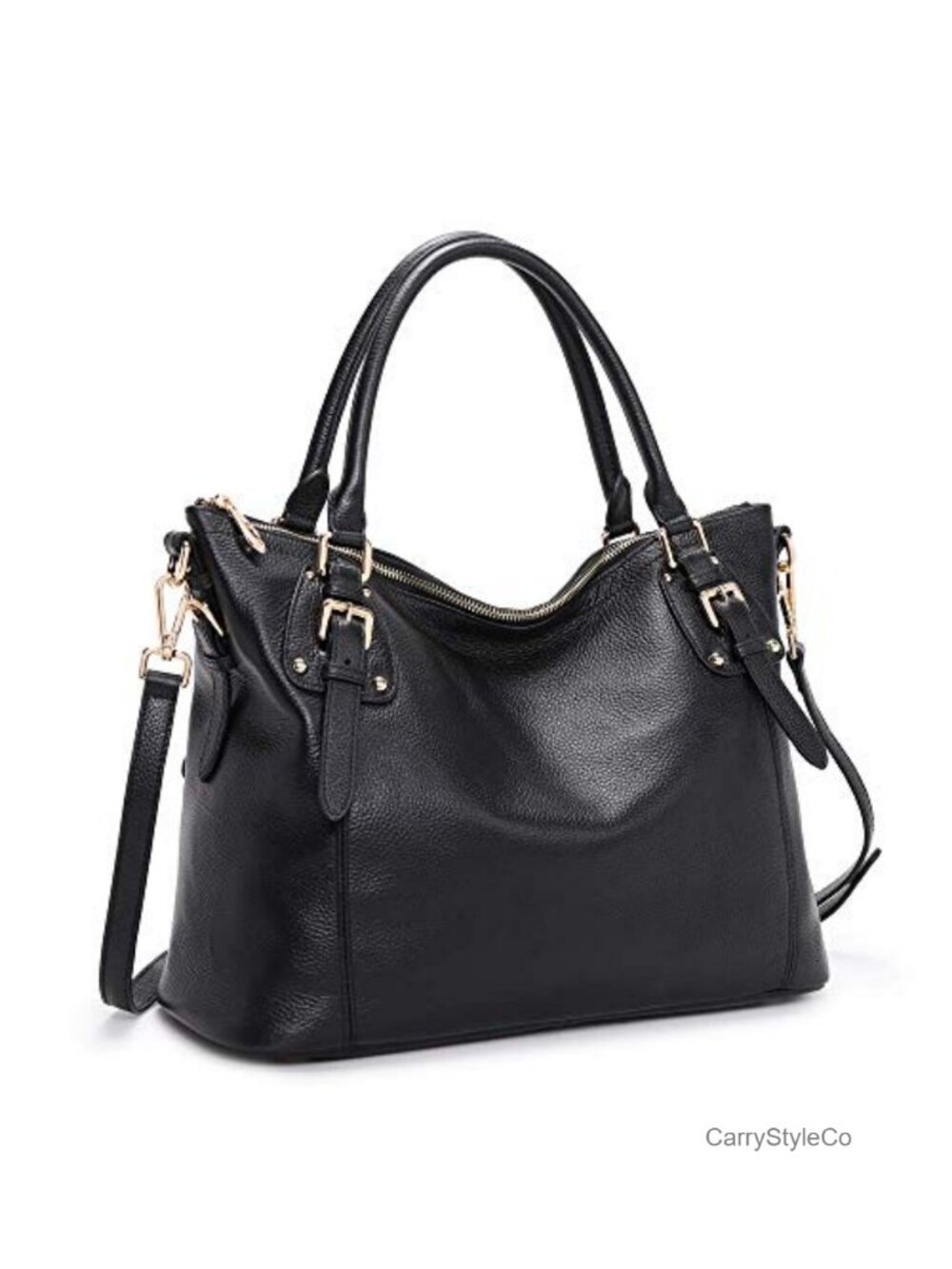 Kattee Top Grain Pebbled Cowhide Leather Satchel Tote Handbag for Work Travel